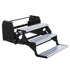 TRA Triple Black Steel Caravan Step with Aluminium Tread