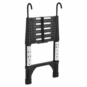 TRA 3.2m Black Portable Telescopic Ladder with Hooks and Carry Bag
