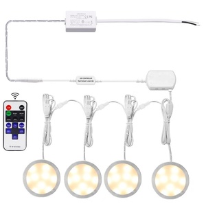 DZ 12V Slim Under Cabinet Dimmable Linkable Puck LED Lights - Warm White, Pk of 4