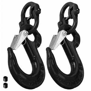Aumerage 3.15T Sling Hook Heavy Duty Hammerlock/Slip Hook Kit With Swivel Winch & Safety Latch - Black, Set of 2