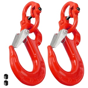 Aumerage 3.15T Sling Hook Heavy Duty Hammerlock/Slip Hook Kit With Swivel Winch & Safety Latch - Red, Set of 2