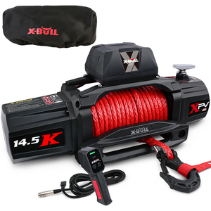 X-BULL 14500LB / 6577kg 12V Synthetic Rope Electric Winch with Cover