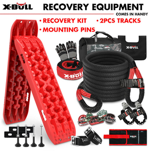 X-BULL Heavy Duty Winch Recovery Kit with Red Gen 3.0 Tracks and Mounting Pins