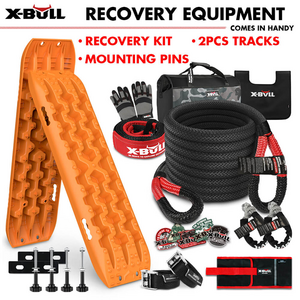 X-BULL Heavy Duty Winch Recovery Kit with Orange Gen 3.0 Tracks and Mounting Pins