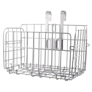 Aimall Foldable Bicycle Basket Front and Rear Hanging Storage Rack Bike Accessories - Silver
