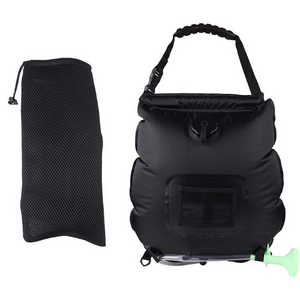 Elosung Black 20L Portable Solar Camping Shower Bag