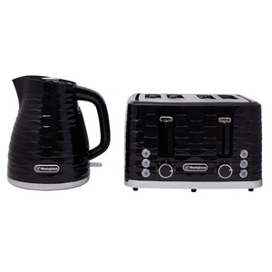 Westinghouse Black Silver 1.7 Litre Kettle & Toaster Pack