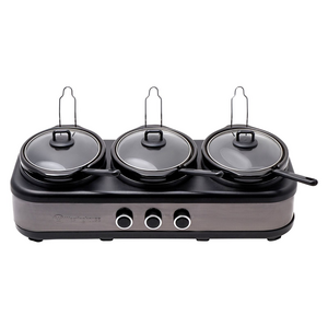 Westinghouse Black Stainless Steel Slow Cooker with 3 x 2.5 Litre Cermaic Pot Inserts