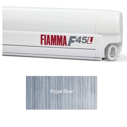 Fiamma F45 L 5.0m White Casette / Royal Blue Fabric Box Awning, 06530A01Q