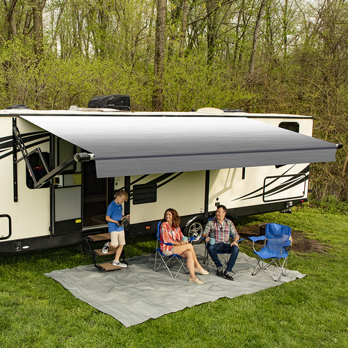 Carefree Altitude 13ft (3.96m) Silverfade White Rollout Awning with LED Lightbar, FY1566D00RA