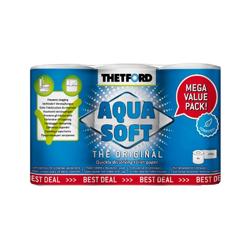 Thetford Aqua Soft Toilet Paper, 6 Pack