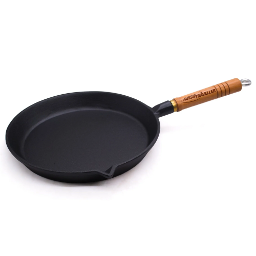 Aussie Traveller 30cm Round Cast iron Frypan