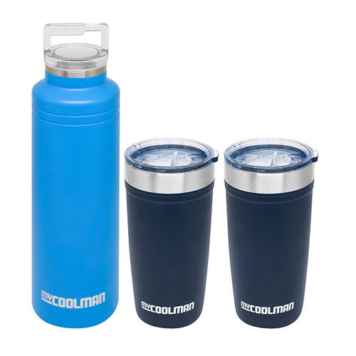 myCOOLMAN 2 x Thermal 591ml Stainless Steel Tumbler & 591ml Stainless Steel Bottle