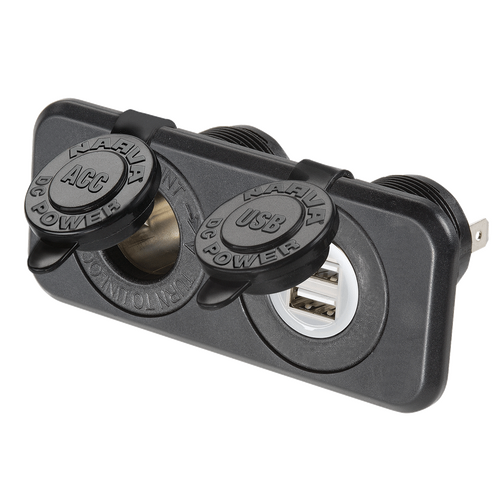 Narva Heavy-Duty Twin Accessory Dual USB Socket, Single