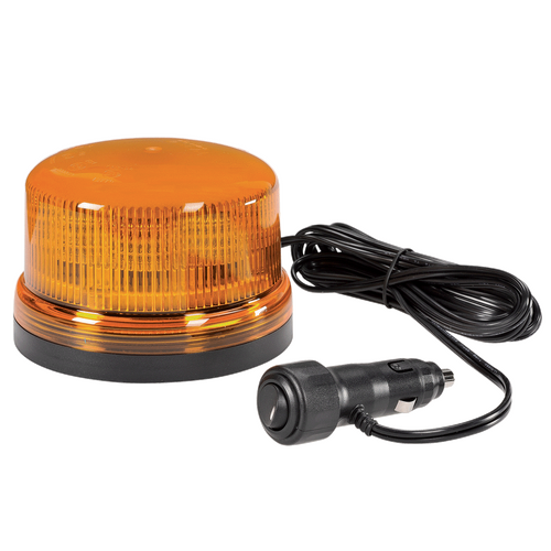 Narva Amber 'Eurotech' Low Profile LED Strobe/Rotator Light, 6 Selectable Flash Patterns, Black Base