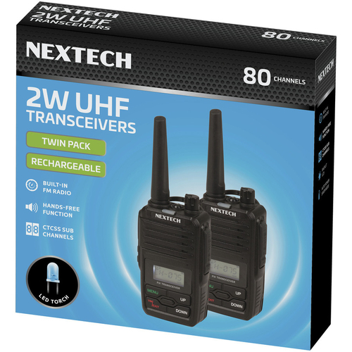 Nextech Transceiver UHF 2W 80Ch Pack of 2 - Black