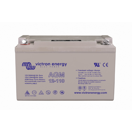 Victron 12V/110Ah AGM Deep Cycle Battery with M8 threaded insert terminals