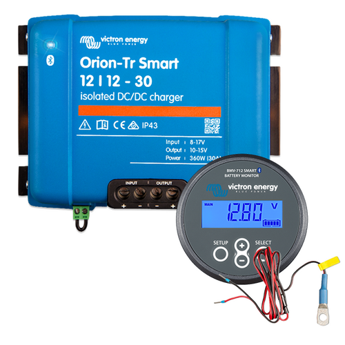 Victron Orion-Tr Smart 12/12-30A DC-DC Charger Bundle, with BMV-712 Smart Battery Monitor & Temperature Sensor