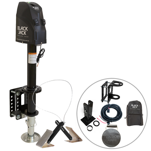 Black Jack Electric Trailer Jack Bundle with Harness kit & Chokka