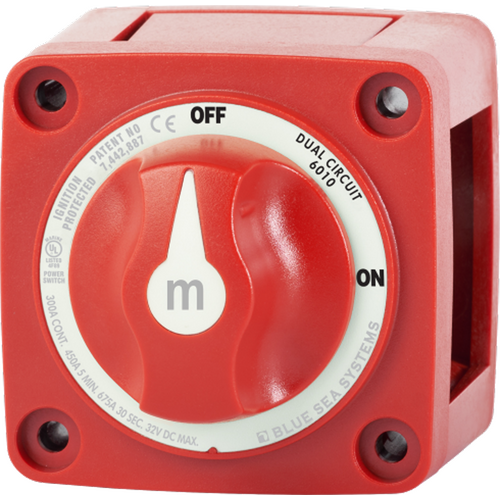 Blue Sea m-Series Red Mini Off-On Battery Switch with Knob