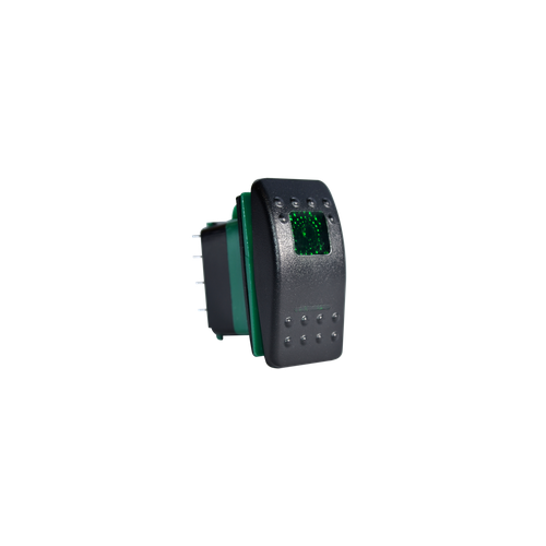 Enerdrive 7 Pin On-Off-On DPDT Rocker Switch, Green