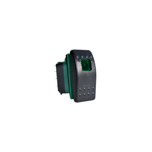 Enerdrive 7 Pin On-Off-(On) DPDT Rocker Switch, Green