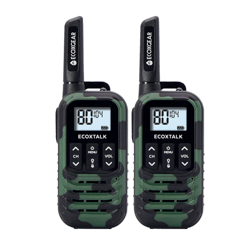 EcoXGear ECOXTALK EXG50 500mW Compact Handheld UHF Radio Twin Pack, Green Camo