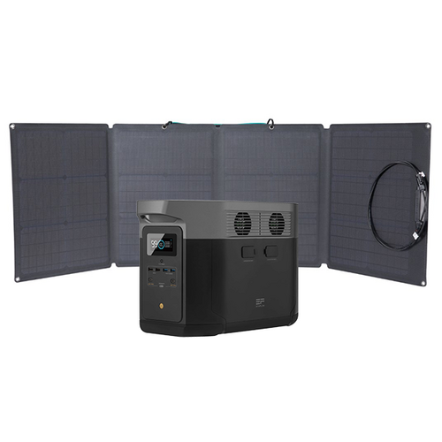 EcoFlow DELTA MAX Portable Power Station (168Ah@12V) Bundle with 110W Monocrystalline Folding Solar Panel