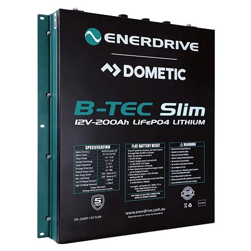 Enerdrive B-TEC 200Ah Slim Metal Case Lithium Battery