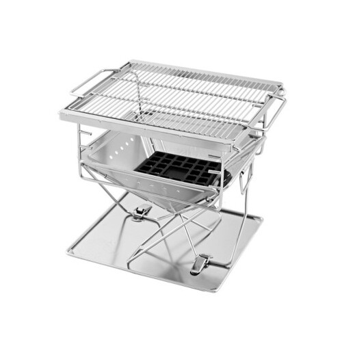Grillz Portable Stainless Steel Camping Fire Pit & BBQ