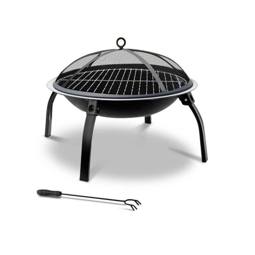 Grillz Portable 22" Camping Fire Pit & BBQ Smoker
