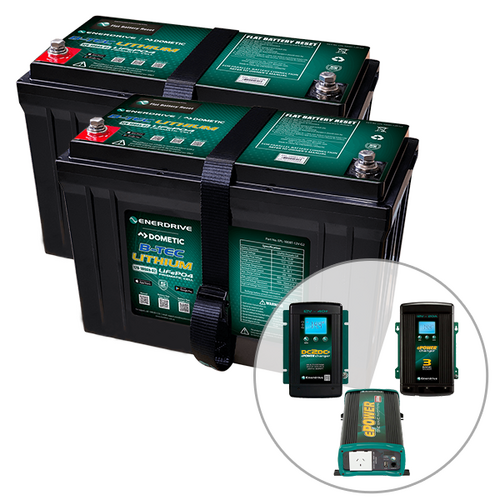 Enerdrive B-TEC 2 x 100Ah Lithium Battery, 40A DC2DC, 20A AC Charger & 1000W Inverter Bundle