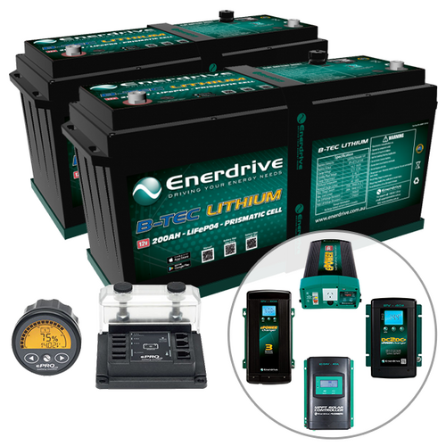 Enerdrive B-TEC 2 x 200Ah Lithium Battery, 40A DC2DC, 60A AC, 40A MPPT, 2600W Inverter & ePro+