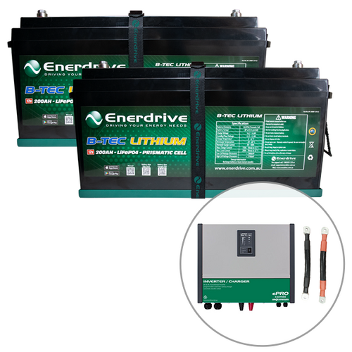 Enerdrive 3000W Inverter Charger with 2 x 200Ah B-Tec Batteries