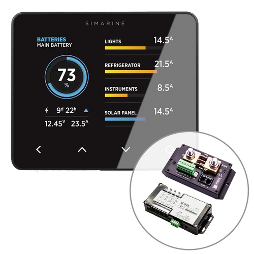 Simarine by Enerdrive, Black Digital Battery Monitor Pack (Shunt 300A & Quad Shunt 4 x 25A)