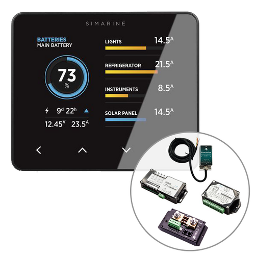 Simarine by Enerdrive, Black Digital Battery Monitor Pack (Shunt 300A, Quad Shunt 4 x 25A, Tank Module & Inclinometer)