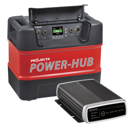 Projecta PH125 12V Portable Power-Hub & IDC25 Automatic 9-32V 25A 3 Stage DC/Solar Battery Charger Pack