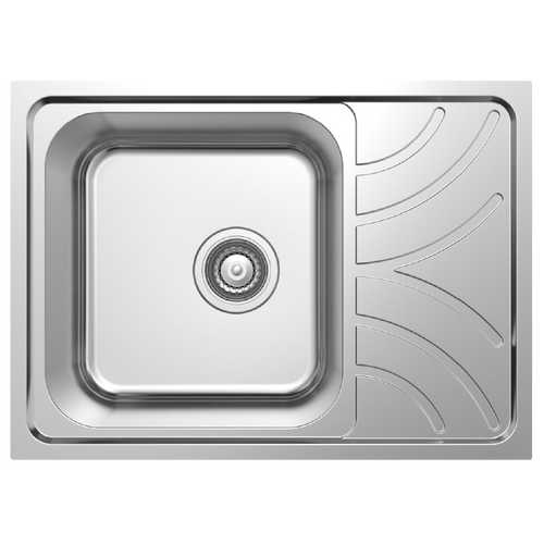 NCE 605mm One Piece Square Stainless Steel Sink with Off-centre Drain
