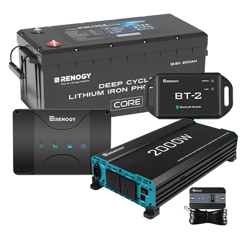 Renogy 200Ah Lithium Battery, 50A DC-DC Charger, 2000W Inverter & Bluetooth Module