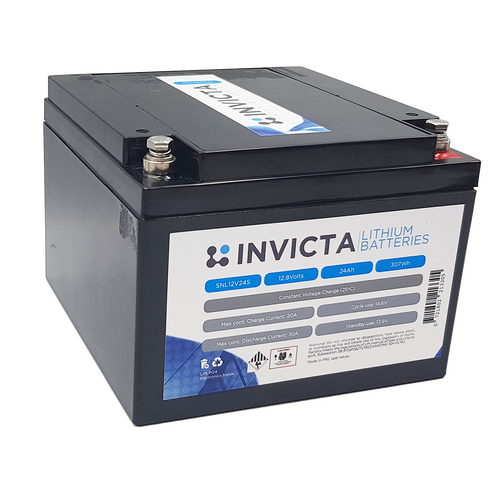 Invicta 12V 24Ah Lithium Battery with 4 Series Functionality